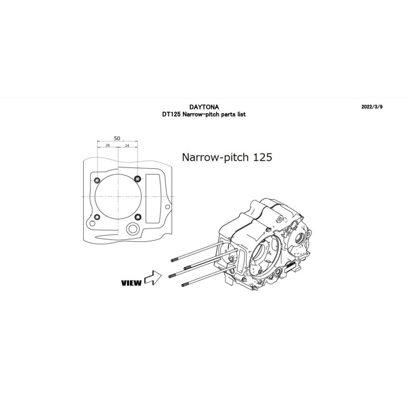 DT125 Narrow ( 125cc / 2Valve / CRF50 pitch cylinder #PN87376)