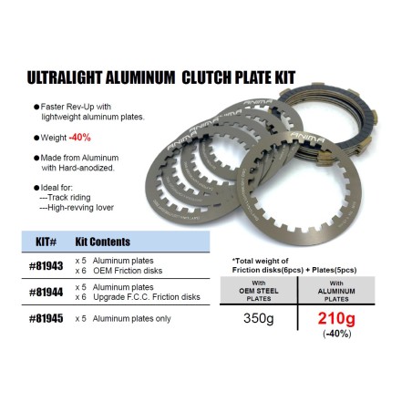 ULTRALIGHT ALUMINUM CLUTCH PLATE KIT